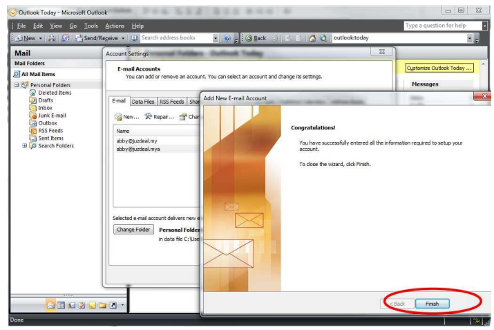 manual email setup for outlook