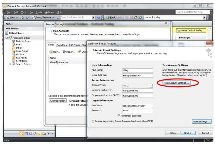 windows 10 outlook setup for icloud hangs on download