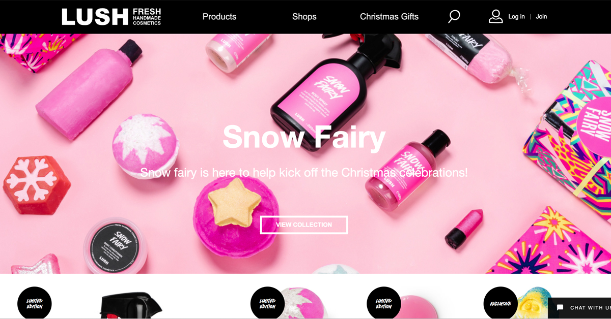 lush cosmetics creative web design