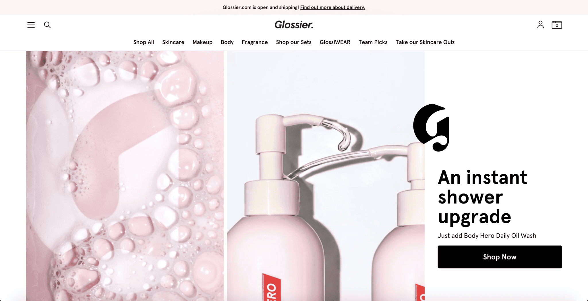 Glossier Website Design