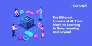 Abstract illustration of individuals interacting with AI - I Concept Singapore