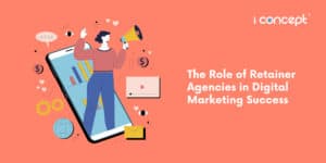 Abstract illustration of a digital expert marketing for her client - I Concept Singapore