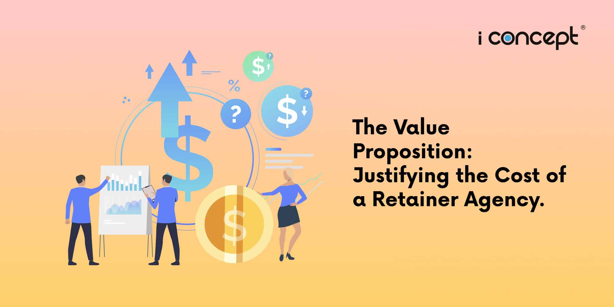 An abstract illustration of professionals looking at finances and numbers - I Concept Singapore