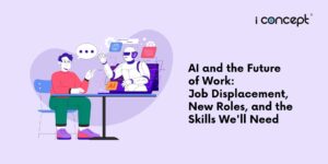 An abstract illustration of a man conversing with AI - I Concept Singapore