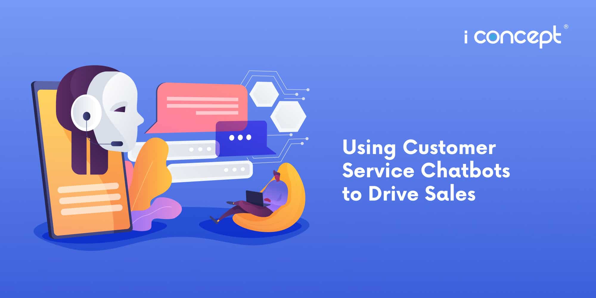 An abstract illustration of a man chatting with AI - I Concept Singapore