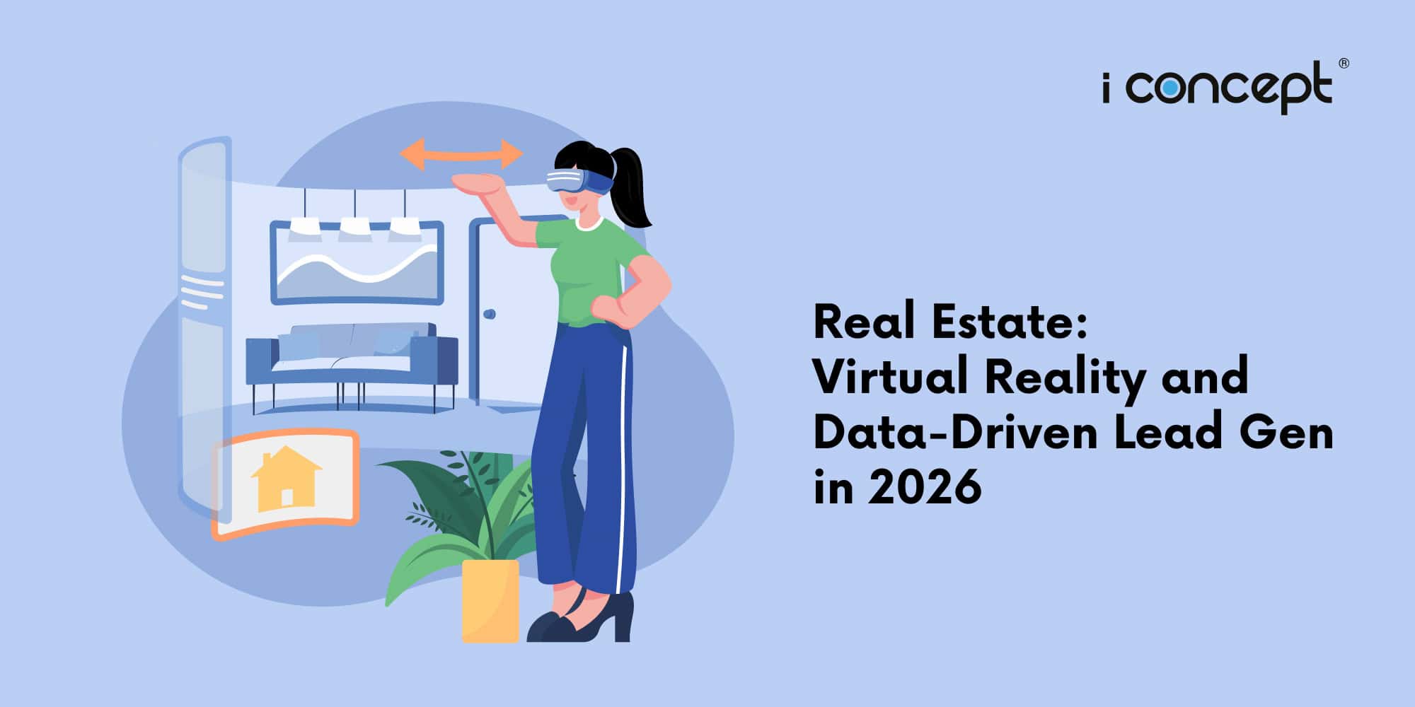 A woman in a VR headset viewing a house - I Concept Singapore