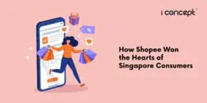 Abstract illustration of a happy online shopper - I Concept Singapore