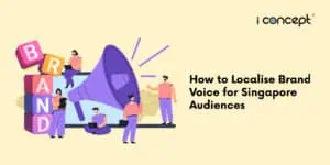 An abstract representation of a group of marketing professionals communicating to their audience - I Concept Singapore