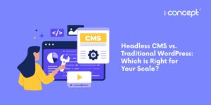 An abstract illustration of a tech expert interfacing with a web platform - I Concept Singapore