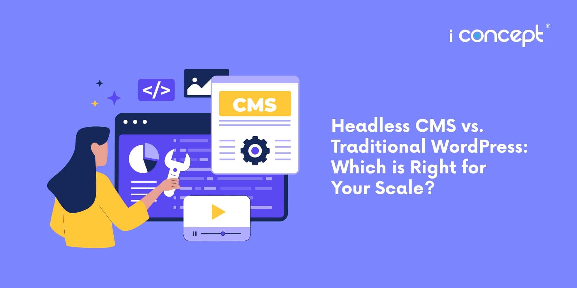 An abstract illustration of a tech expert interfacing with a web platform - I Concept Singapore