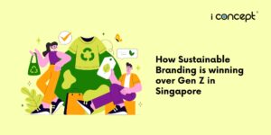 Abstract illustration of creatives discussing sustainable branding practices - I Concept Singapore