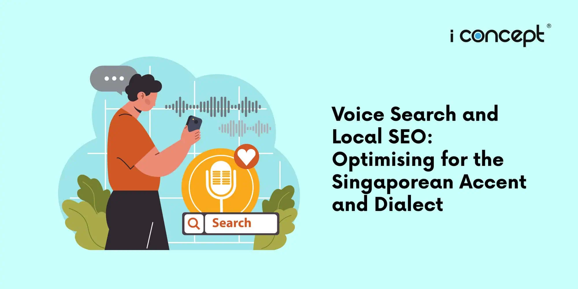 Abstract illustration of a phone user using voice search - I Concept Singapore