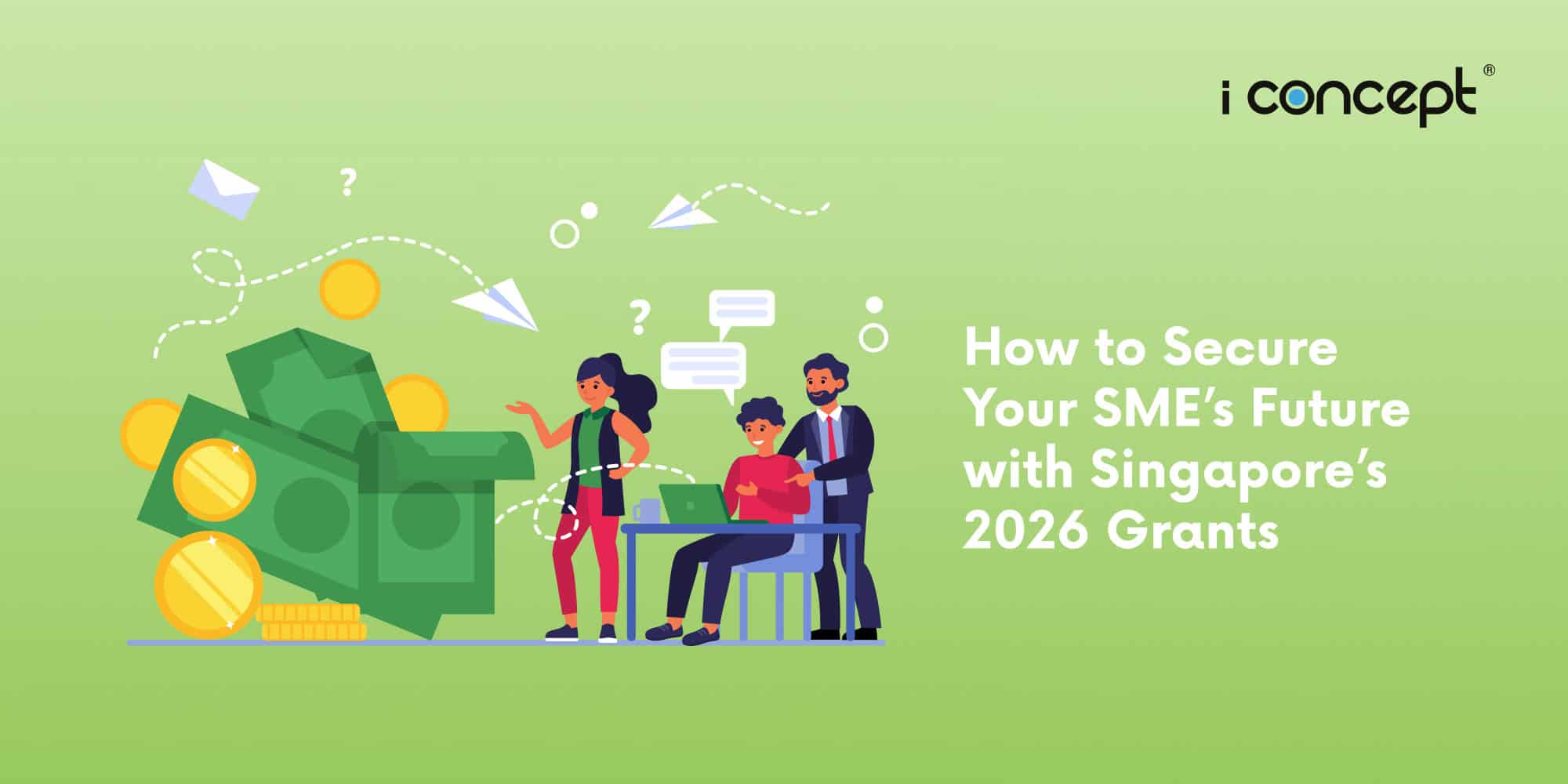 Abstract illustration of a professional team discussing their finances - I Concept Singapore