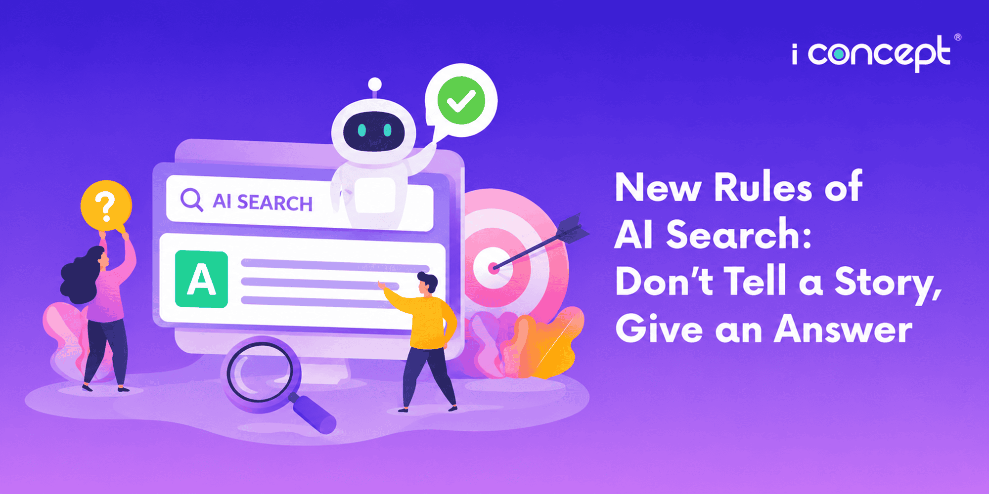 Abstract illustration of users engaging with a website through AI search - I Concept Singapore